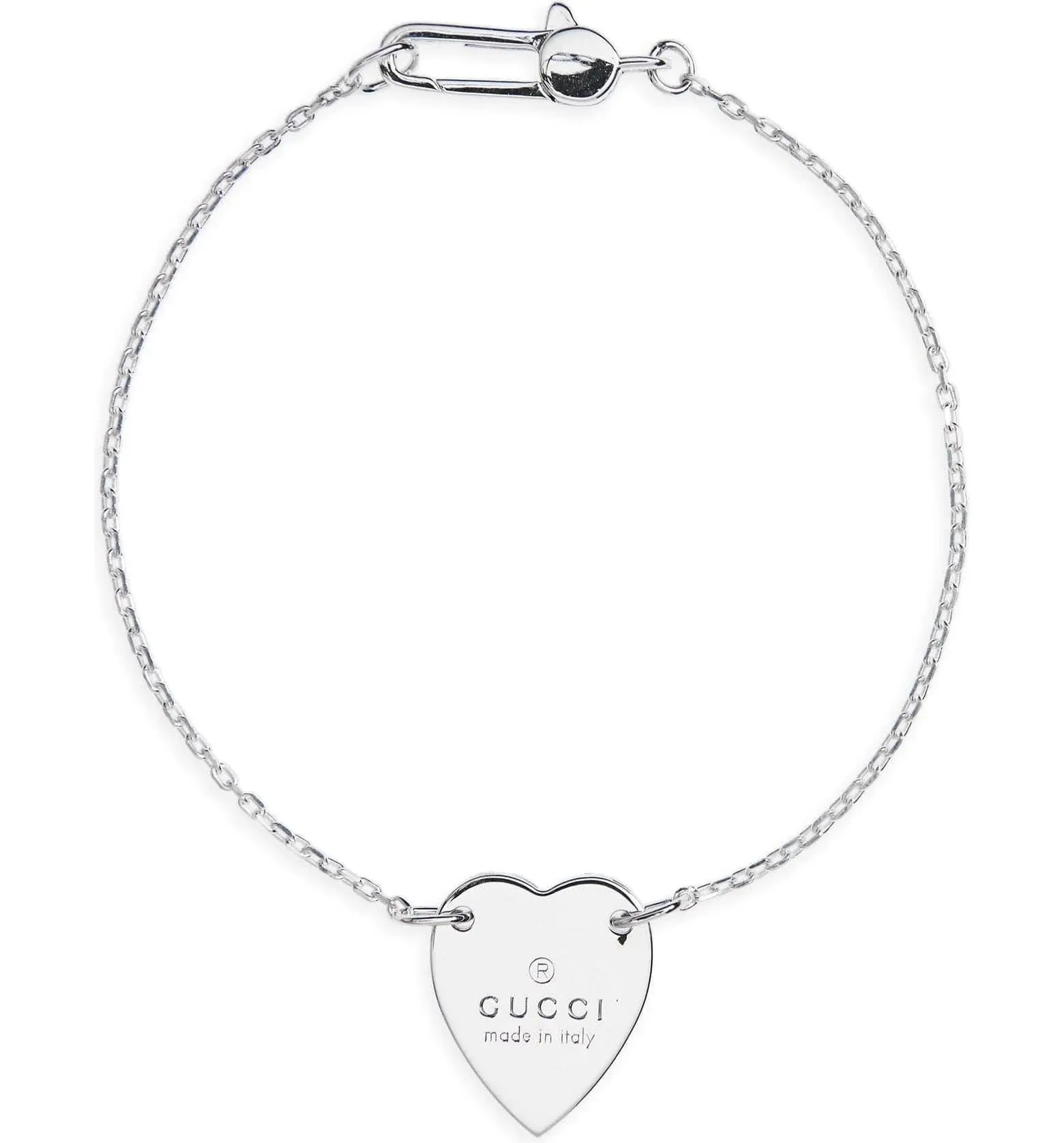 Gucci Trademark Sterling Silver Heart Bracelet