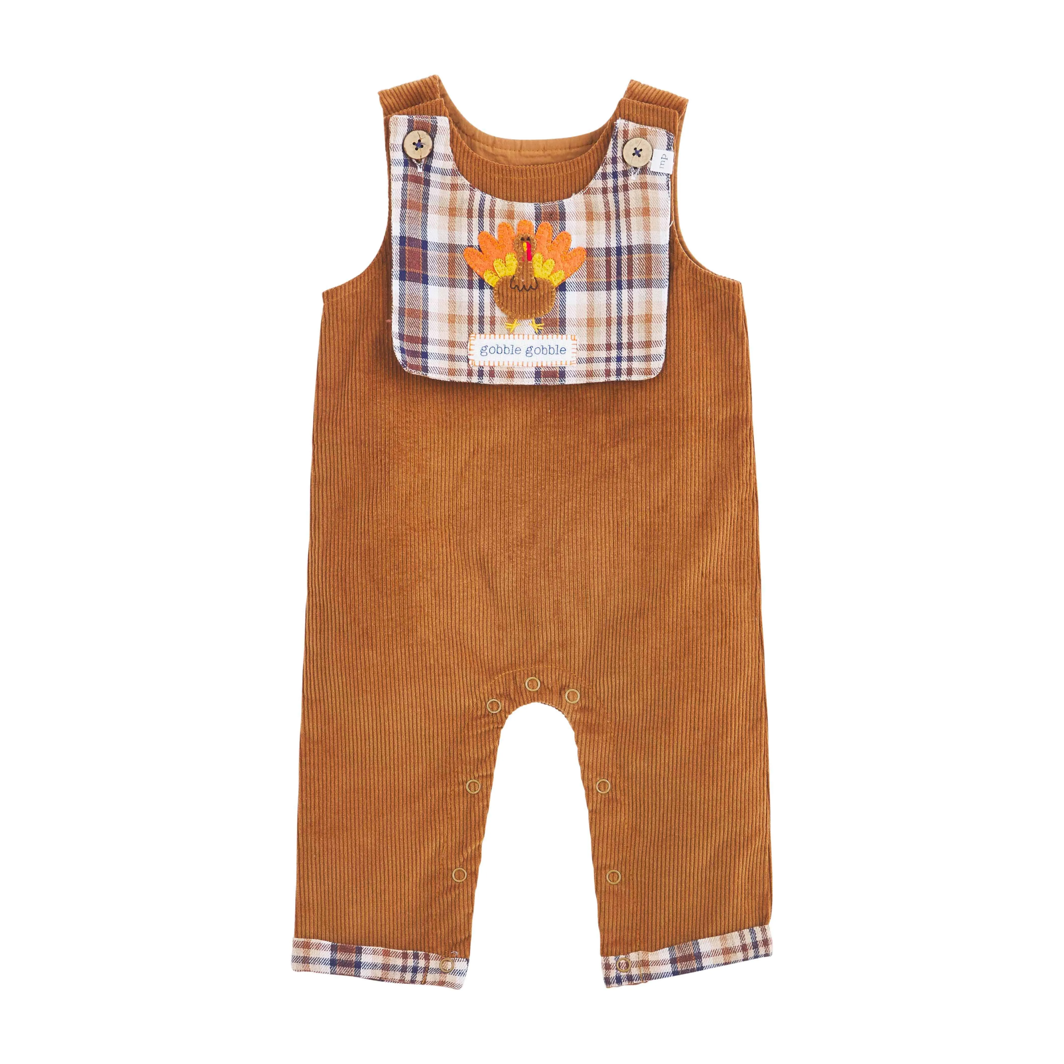 Mud Pie Baby Boys Corduroy Longall & Turkey Bib Set