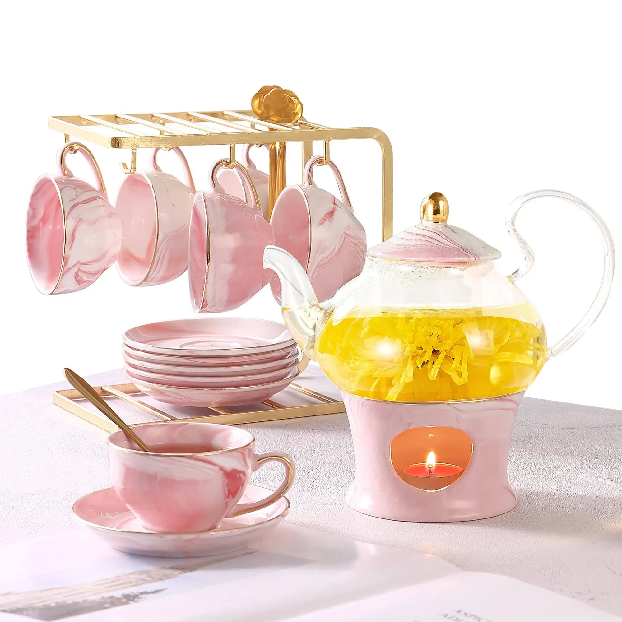 DUJUST 21 Pcs Small Tea Set of 6