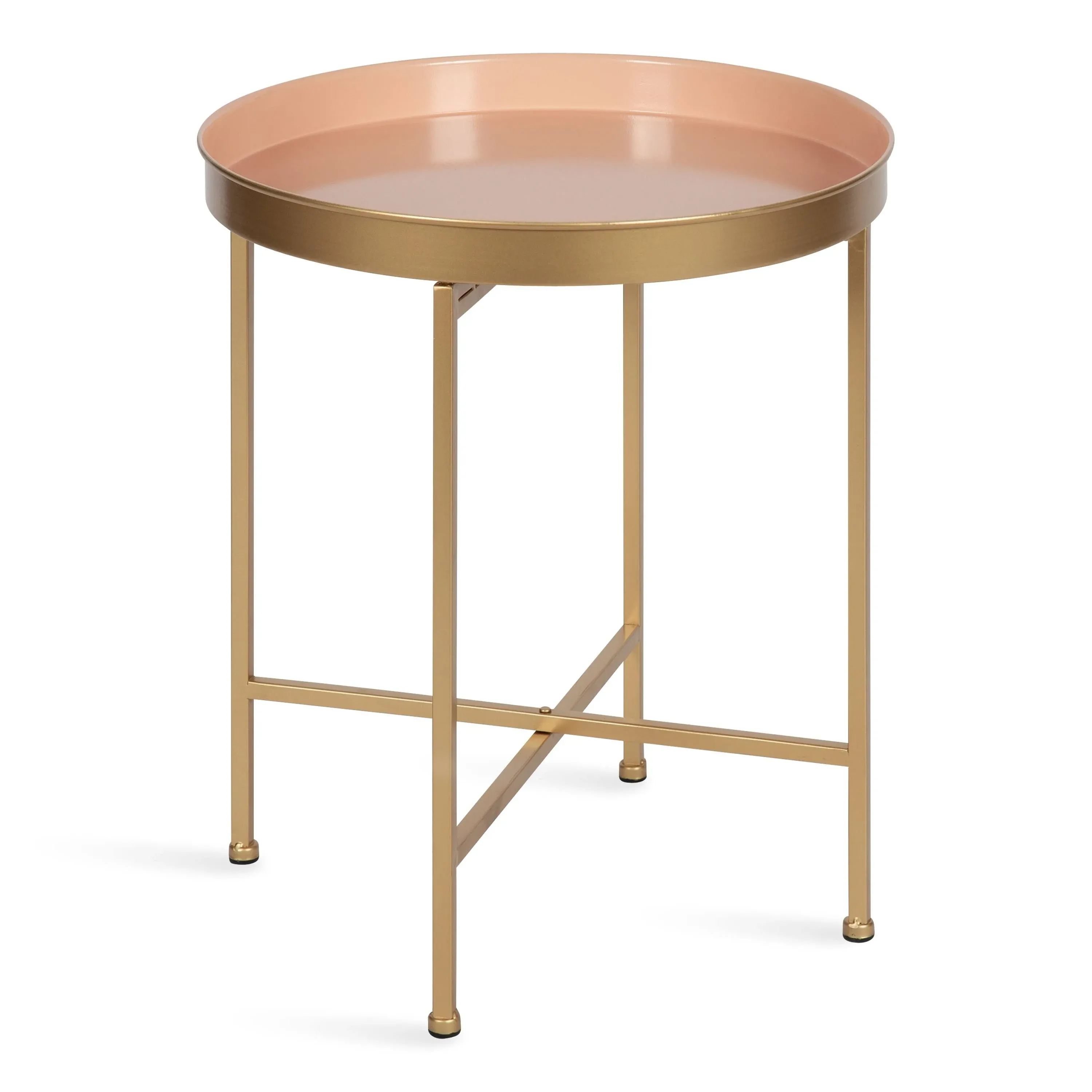 Kate and Laurel Celia 18.37 in. Gold Round Metal End Table 219939