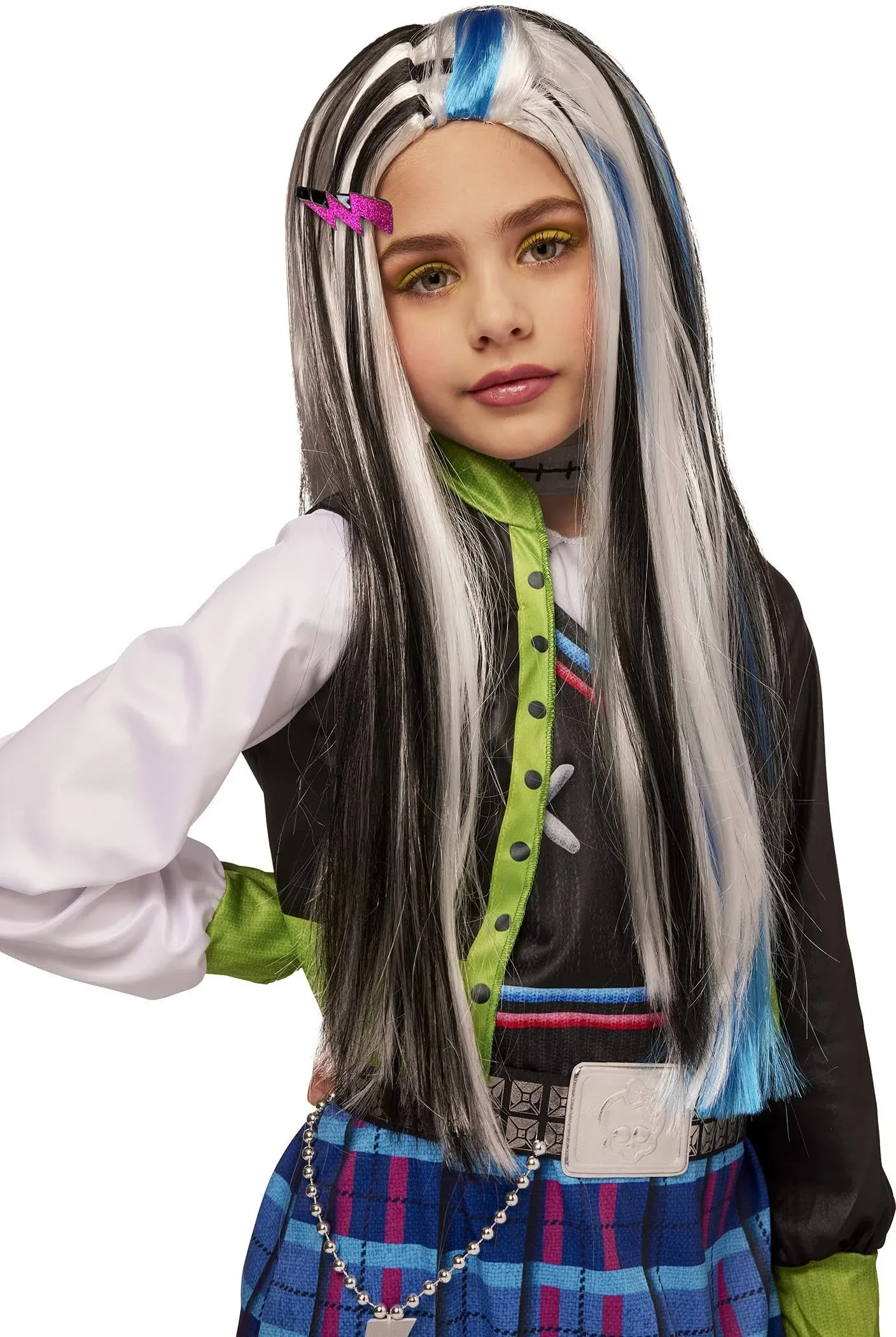 Child Monster High Frankie Stein Wig Girls Halloween Costume Accessory