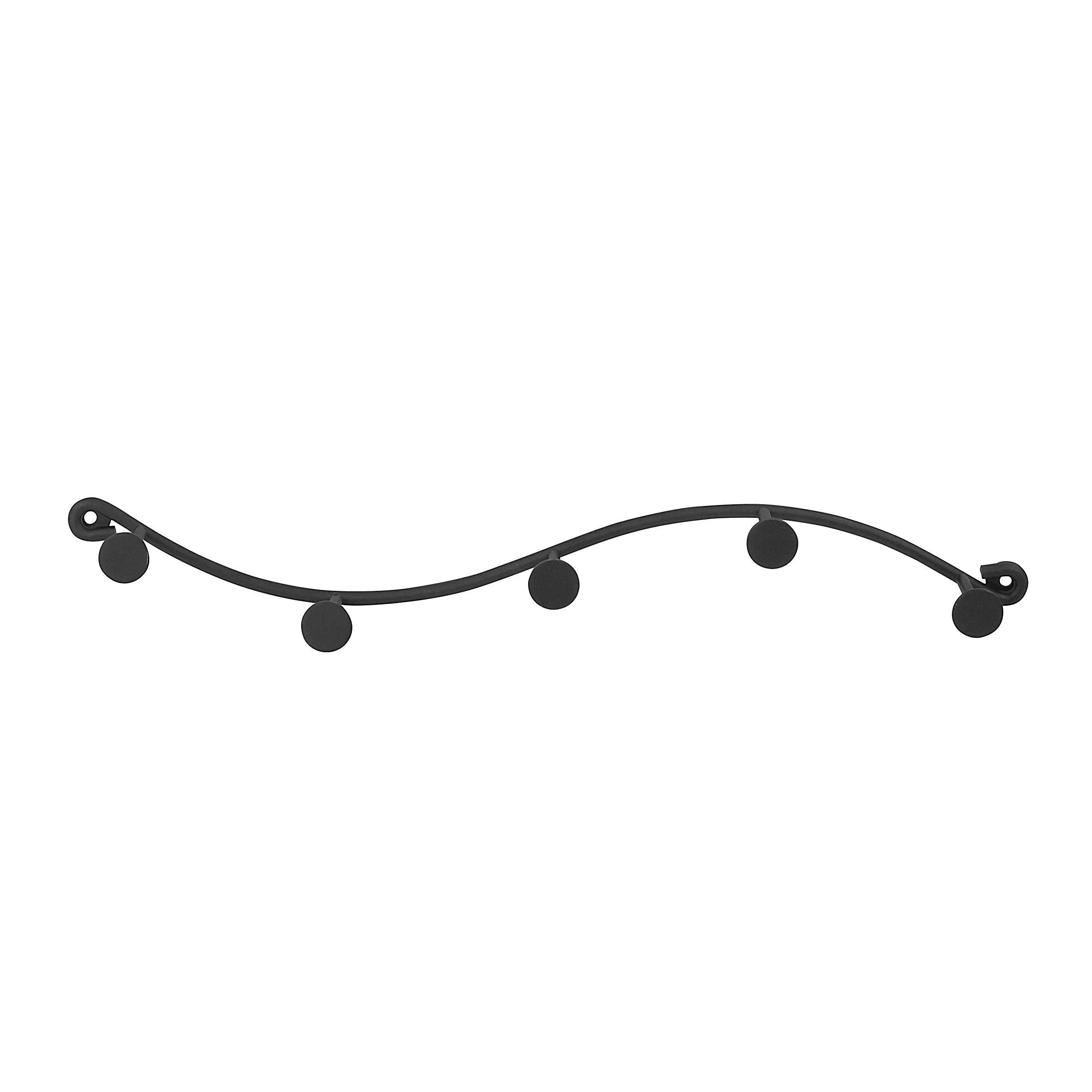 Spectrum Diversified Sweep Wall Hook Rack, 5 Hook Single Rack, Black