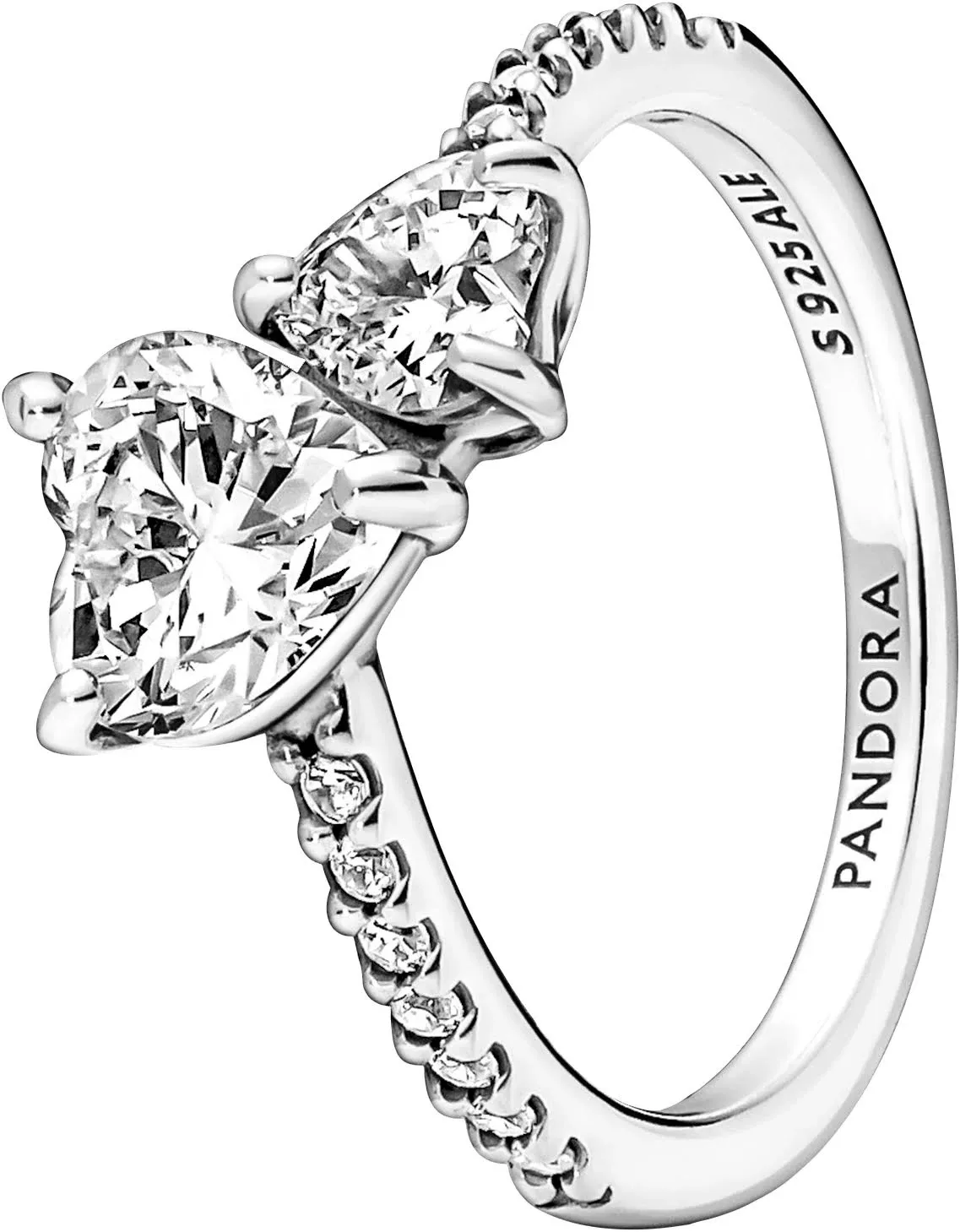 Pandora Double Heart Sparkling Ring