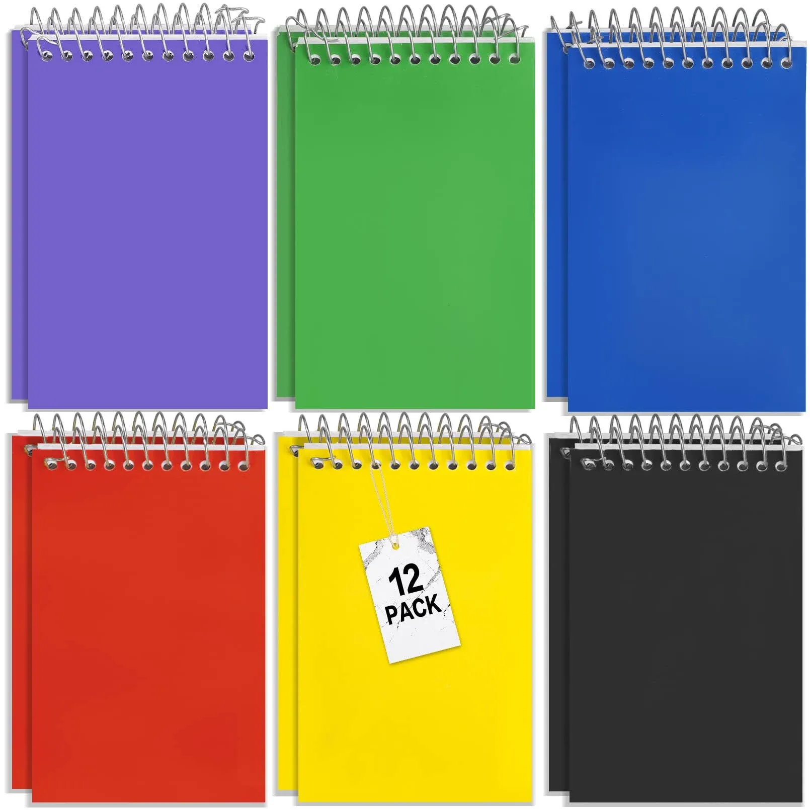 12 Pack Memo Books,3x5” Inch Wirebound Pads,Mini Spiral Assorted 