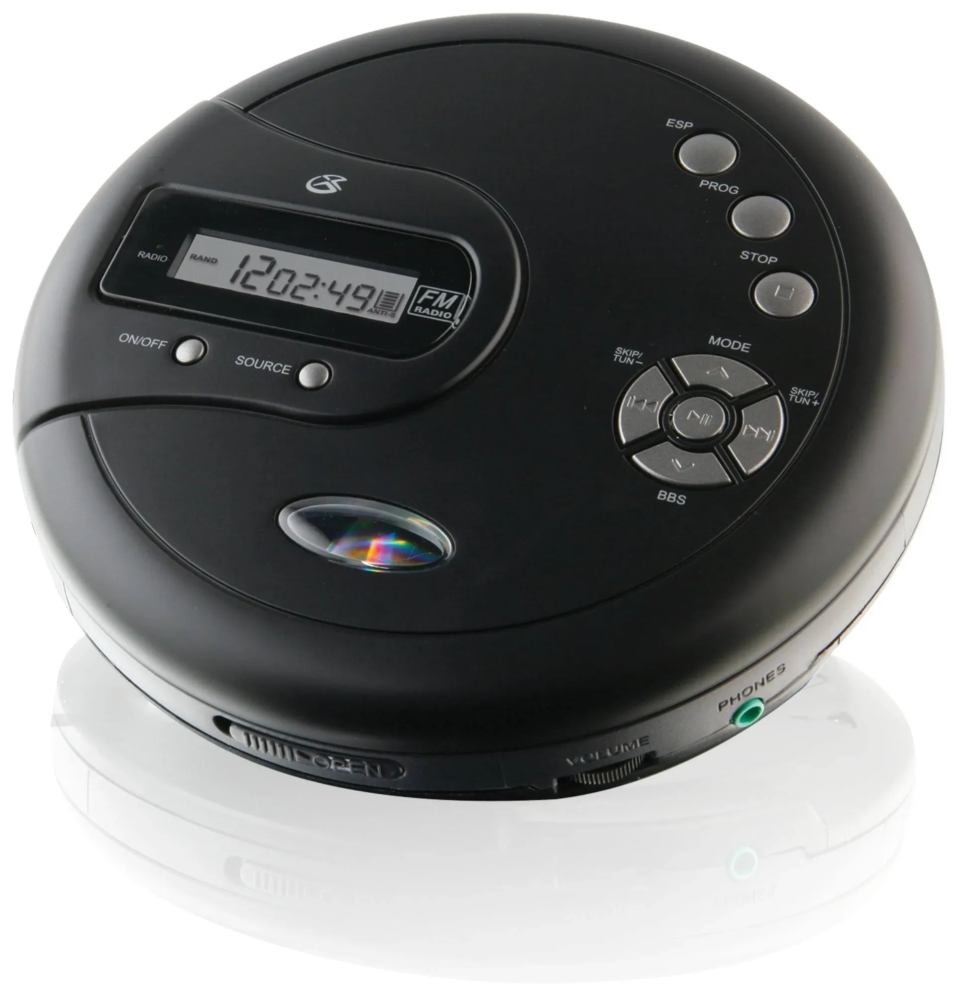 GPX PC332B Portable CD Player with 60 Second Anti-Skip FM Radio (Black)