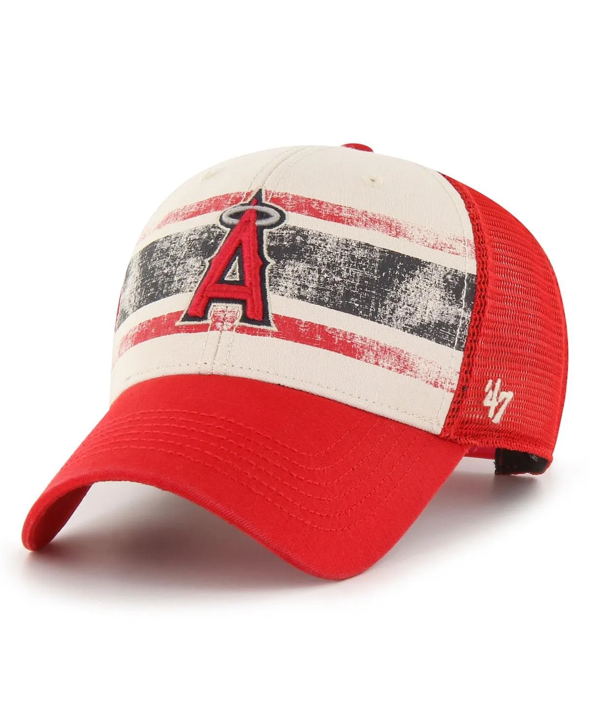 "Men's Cream, Red Los Angeles Angels Breakout MVP Trucker Adjustable Hat"