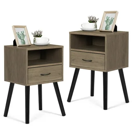 SYNGAR Modern Night Stand Set of 2 Nightstand with Drawers Side Tables End Table for Living Room Bedroom