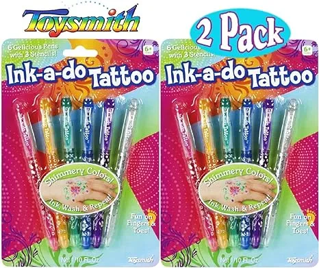 Toysmith Ink-A-Do Shimmery Tattoo Pens Bundle - 2 Pack