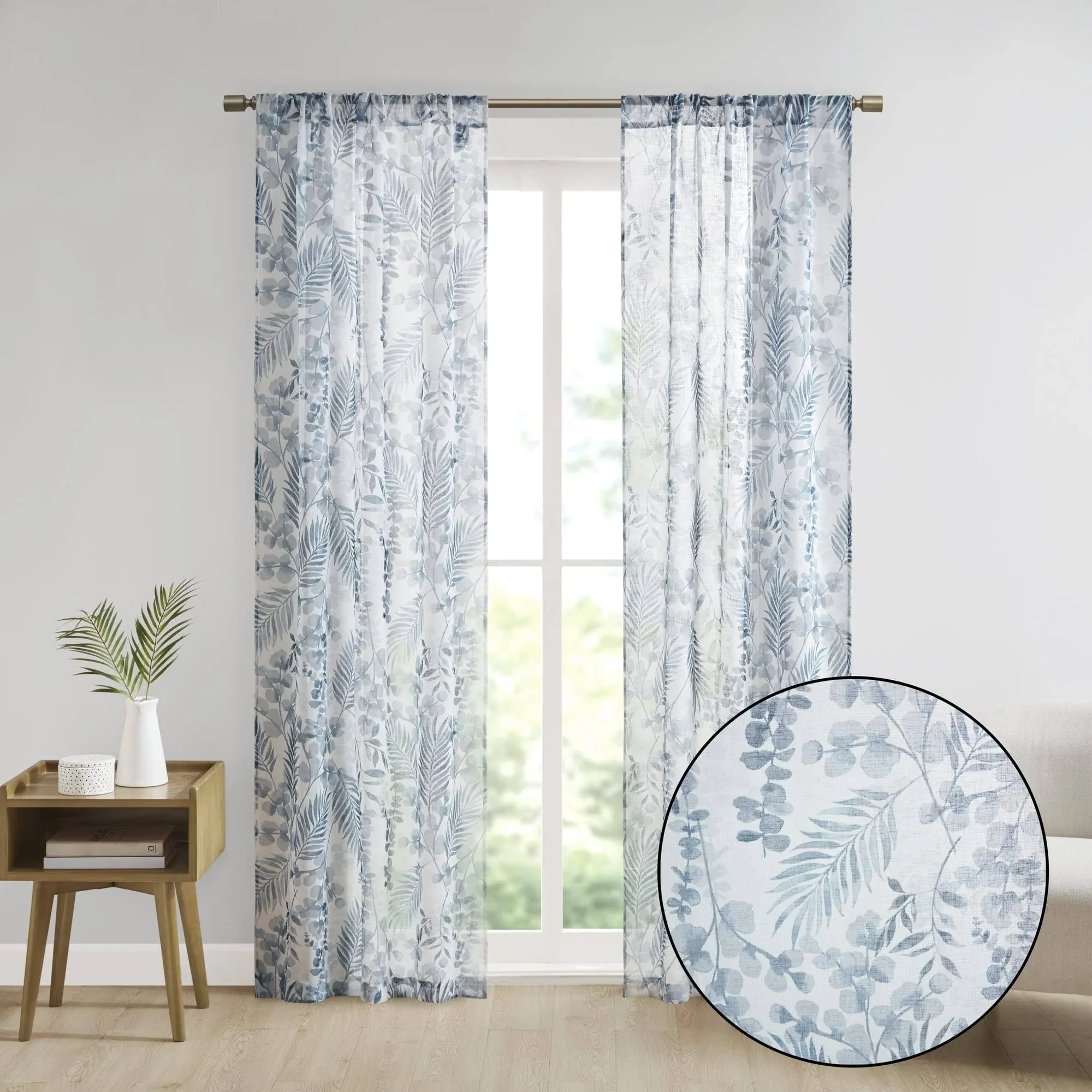 Madison Park Botanical Printed Texture Sheer Window Pair