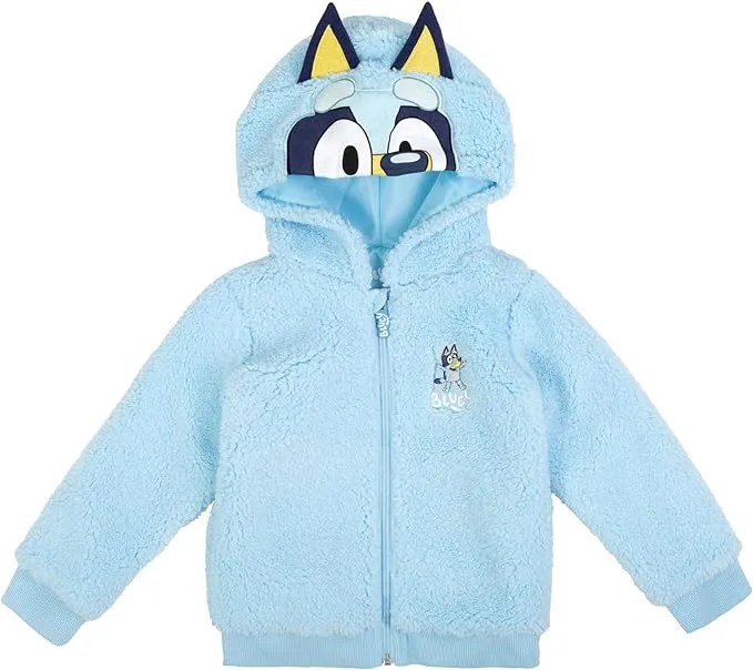 Kid Bluey Toddler Cozy Sherpa Zip Up Cosplay Hoodie