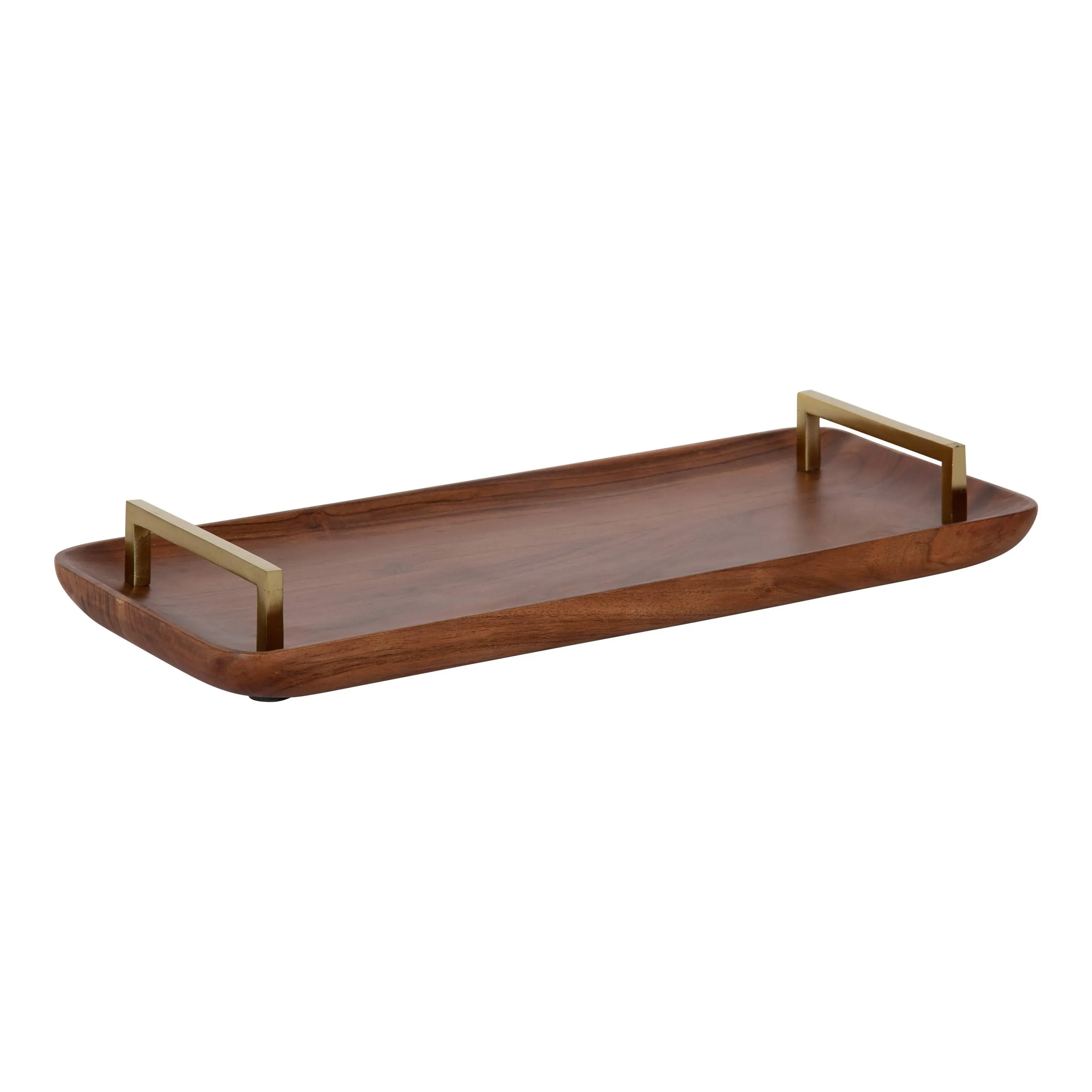 Kate and Laurel Cantwell Wood Decorative Tray - 18x8 - Walnut Brown