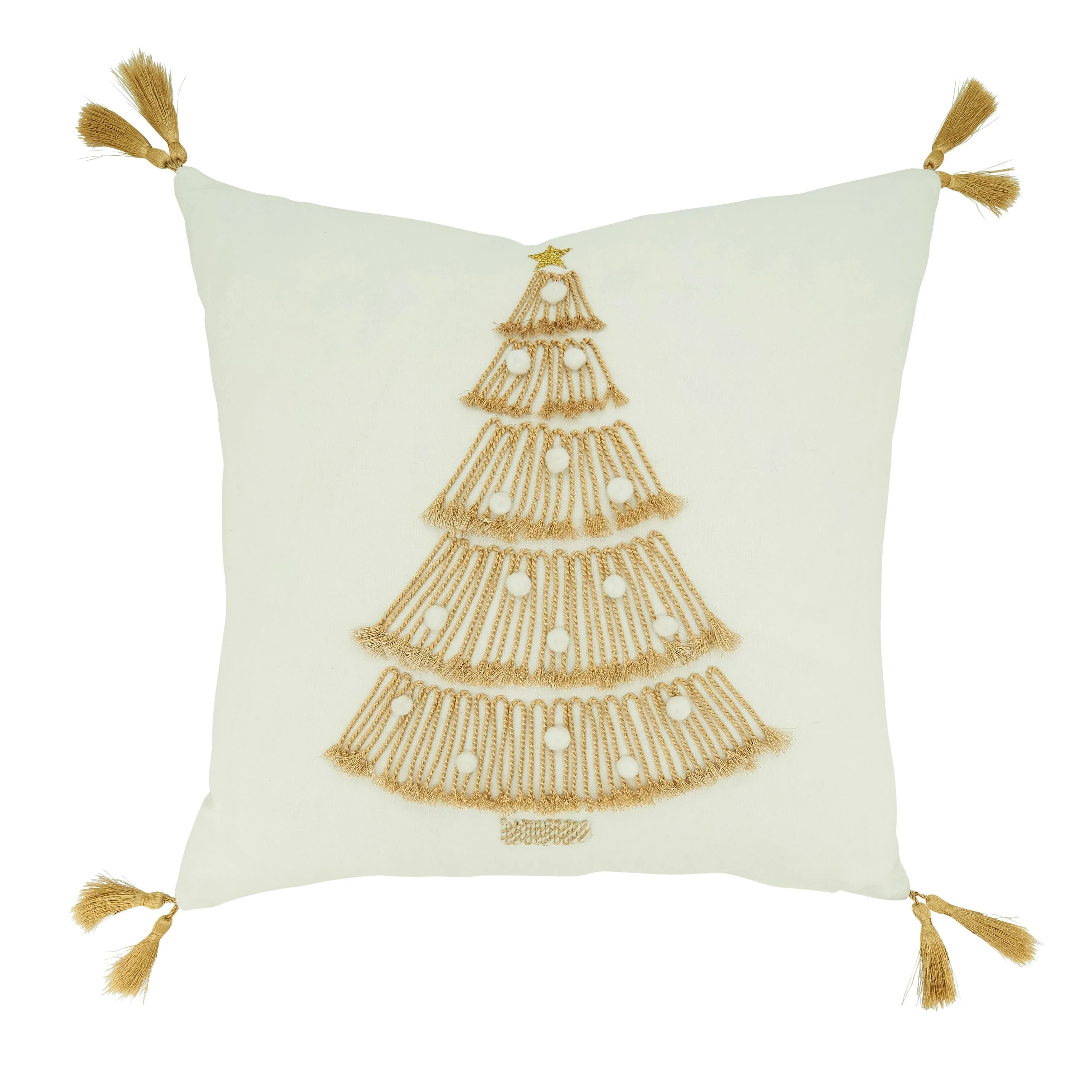 Christmas Tree Design Throw Pillow With Down Filling - Saro 5013.GL18SD