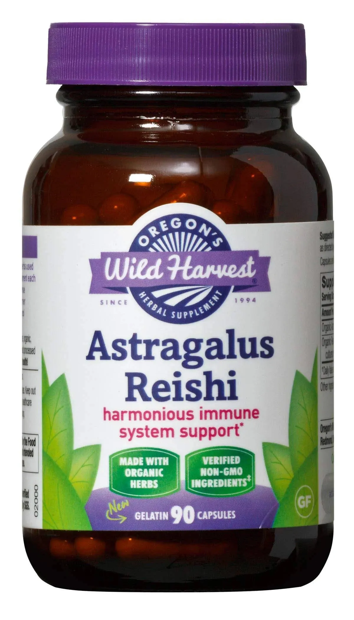 Oregon's Wild Harvest Astragalus Reishi, Organic 90 Capsules