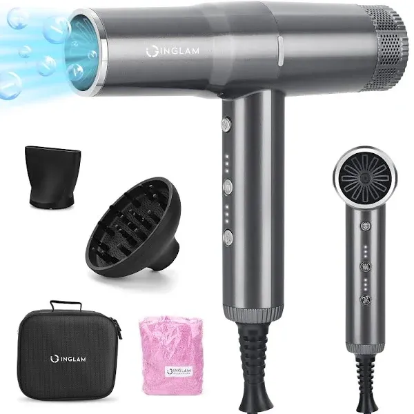 Blow Dryer with Diffuser, IG INGLAM Professional Hair Dryer 110,000RPM Brushl...