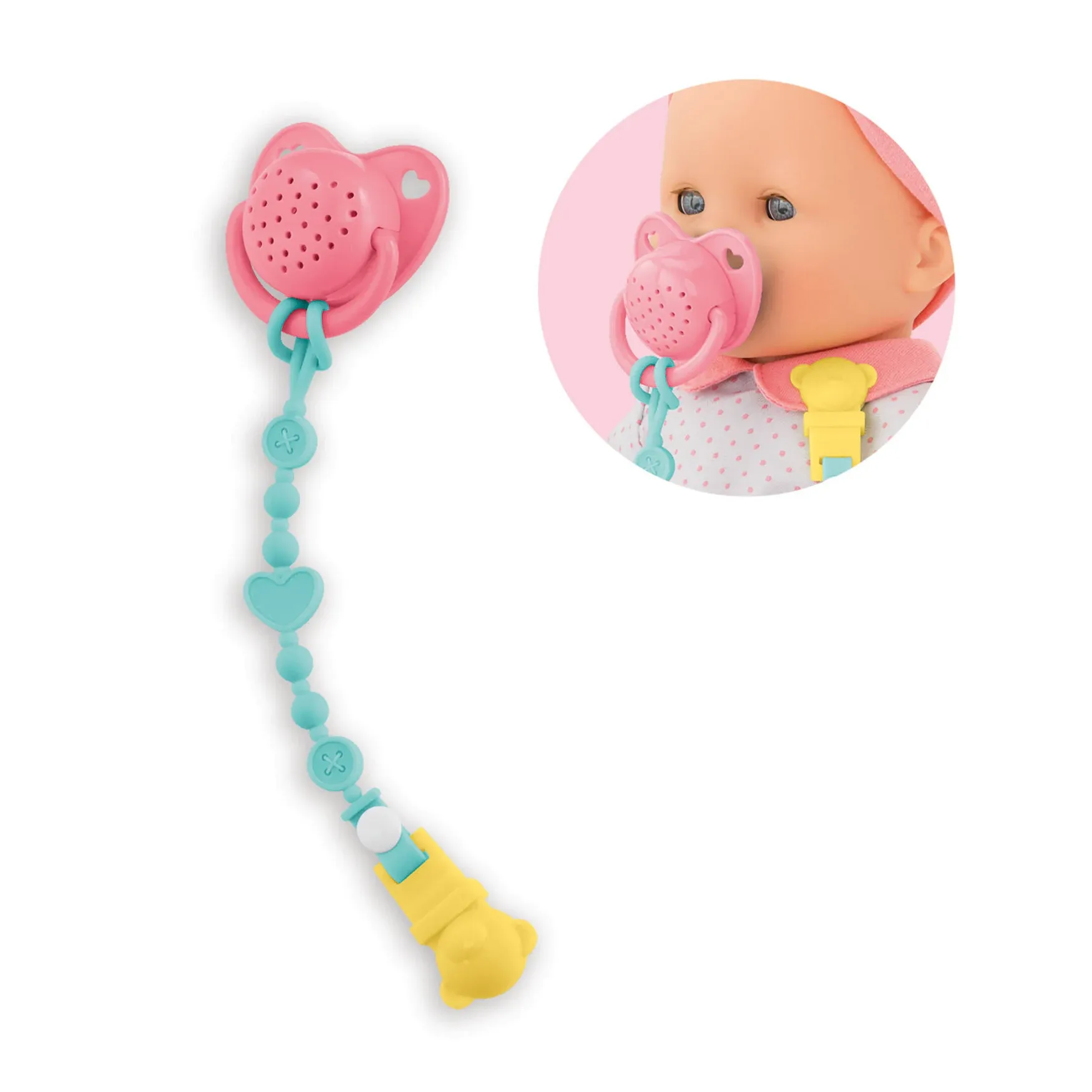 Corolle - Pacifier with 15 Sounds - For 14&#034; Baby Dolls, Pink/Blue