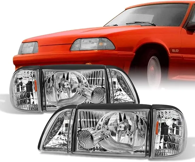 Mustang Clear Headlights Headlamps W Corner Parking Lights 6pcs Complete ...