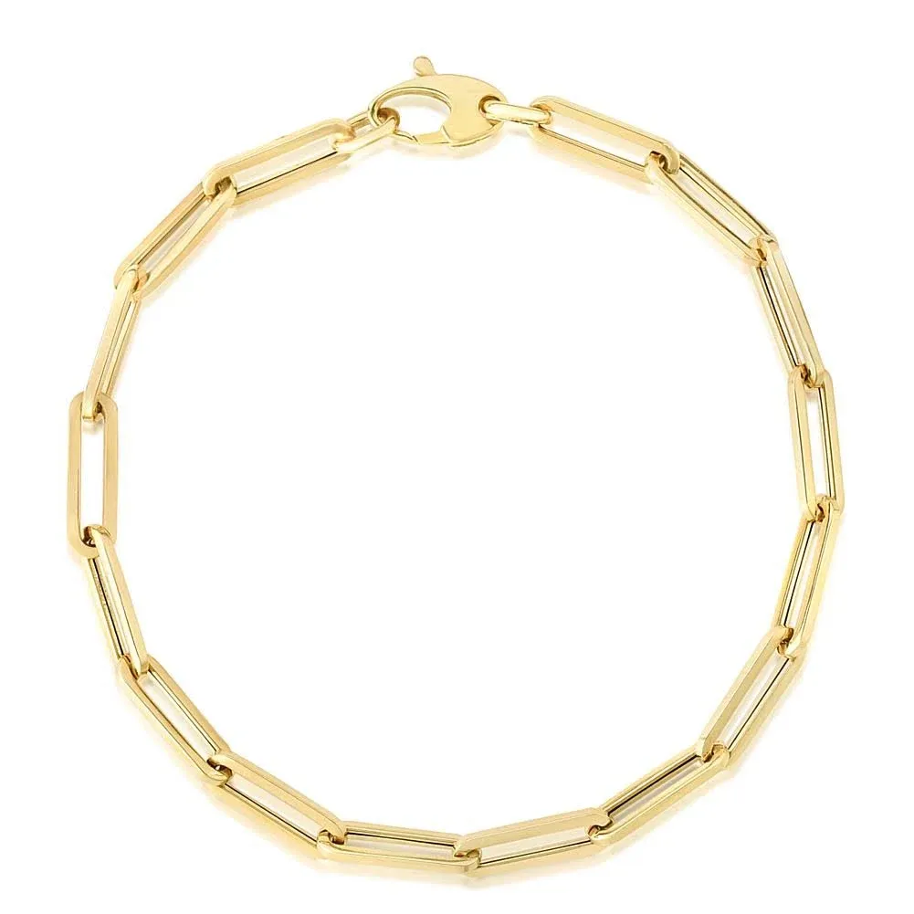 14K Yellow Gold Bold Paperclip Chain Bracelet