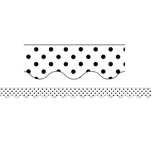 Teacher Created Resources 37\' x 3"  Black Polka Dots on White Scalloped Border Trim (TCR5593)