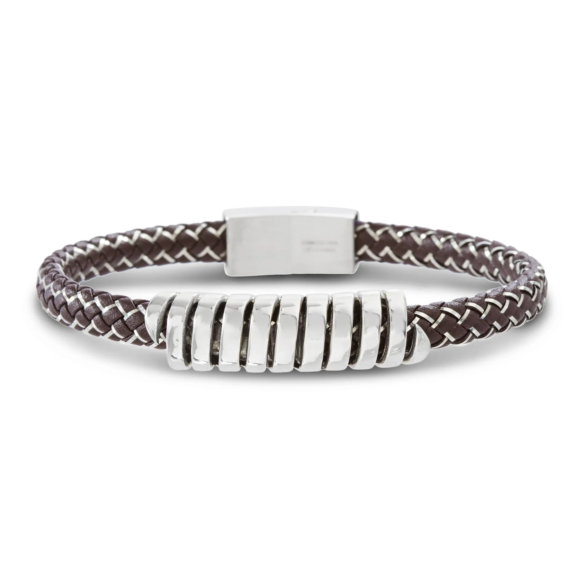 murtoo Mens Bracelet Leather Braided, Brown and Black Leather Bracelet for Men