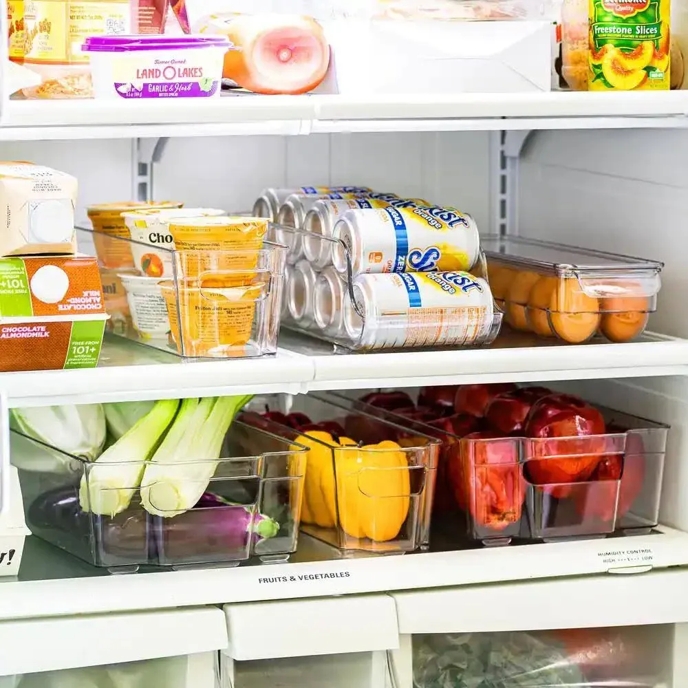 Alpacasso Fridge Organizer Storage Bins - 8 Pack Stackable Freezer Kitchen Containers with Handles BPA Free Clear Organization Fridge Stackable Organizer for Cabinet Drawer and Pantry