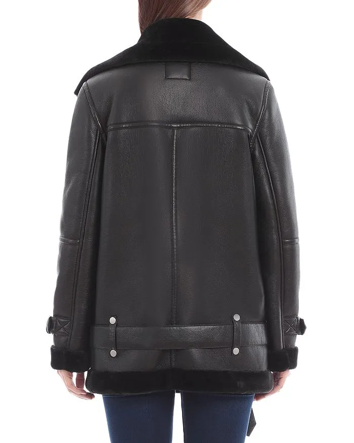 Oversized Faux Shearling Biker Jacket