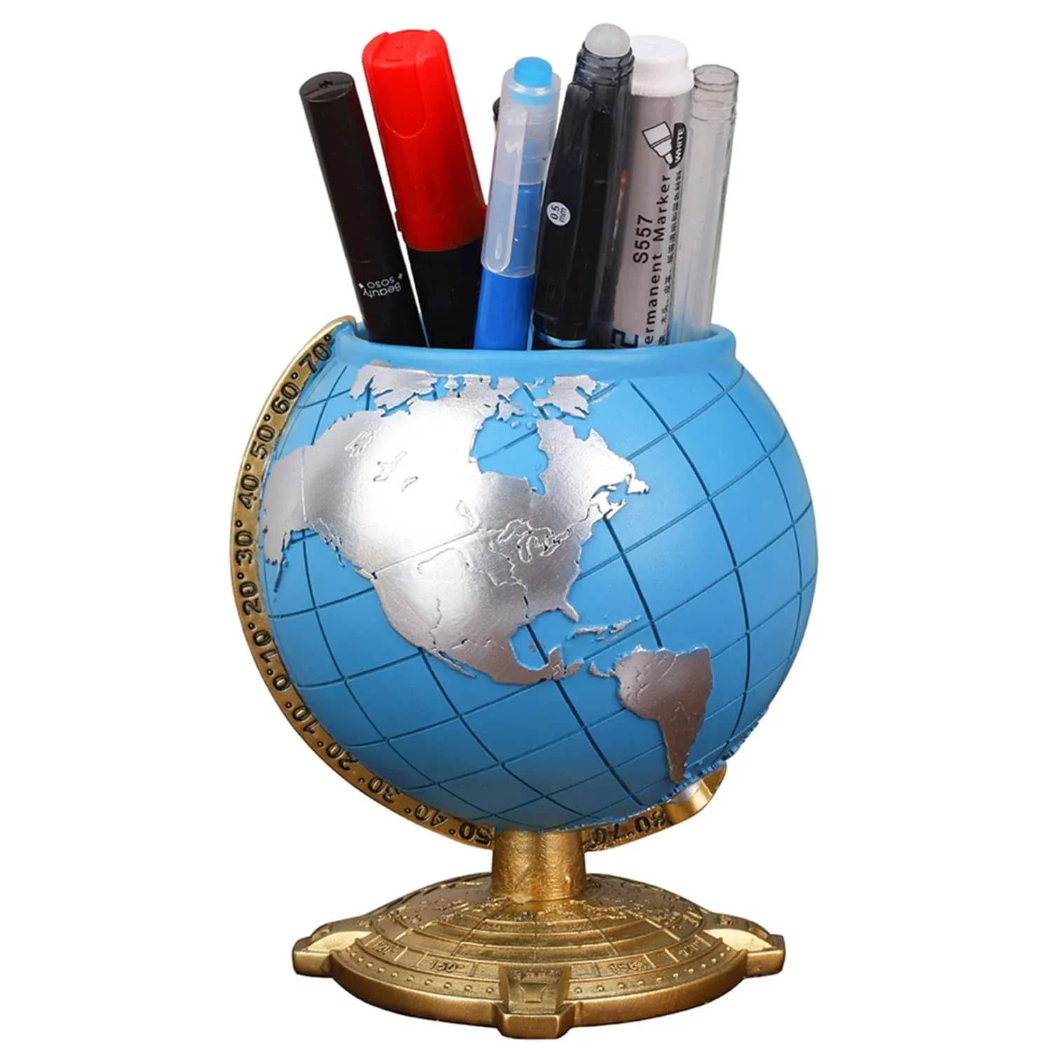 Amoysanli Globe Pen Holder Desk Decor Organizer Cute Cool Fun Vintage Pencil Cups Gifts for Teacher Kids Men Desk Accessories for Office Home School