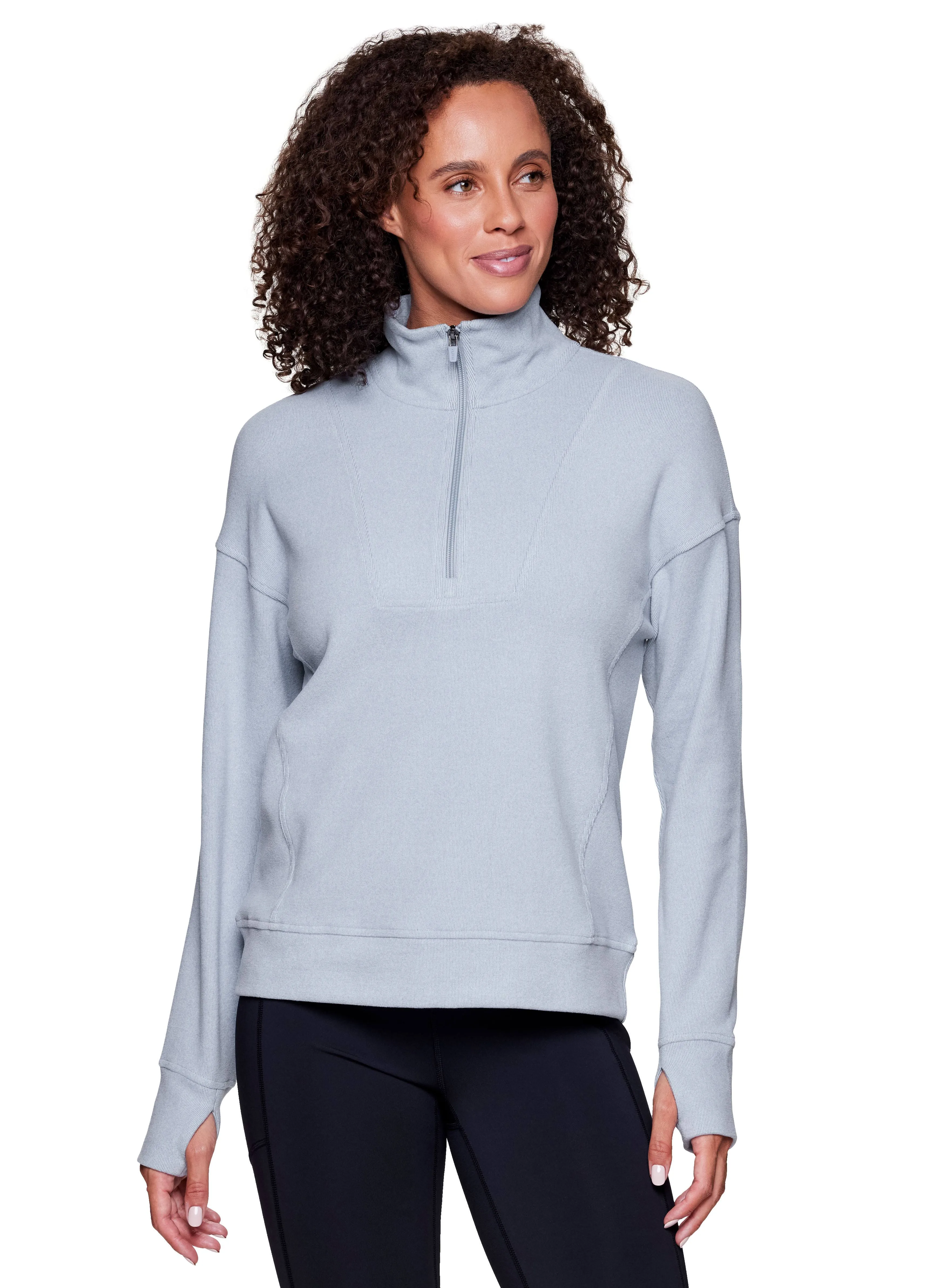 Rbx Active Women's Mini Stripe Soft Plush Lightweight 1/2 Zip Pullover, Size ...