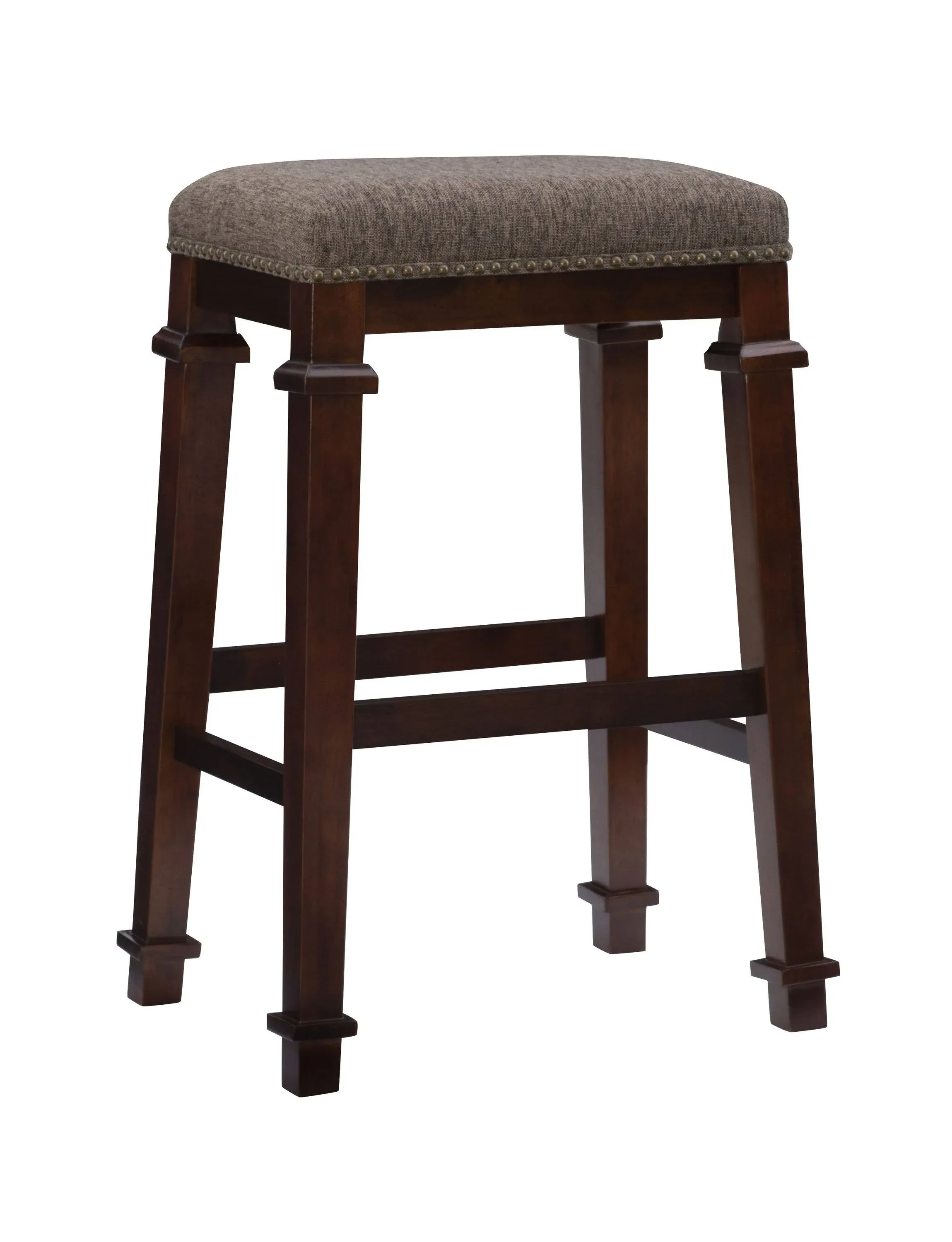 Linon Kennedy Backless Bar Stool, Brown Tweed