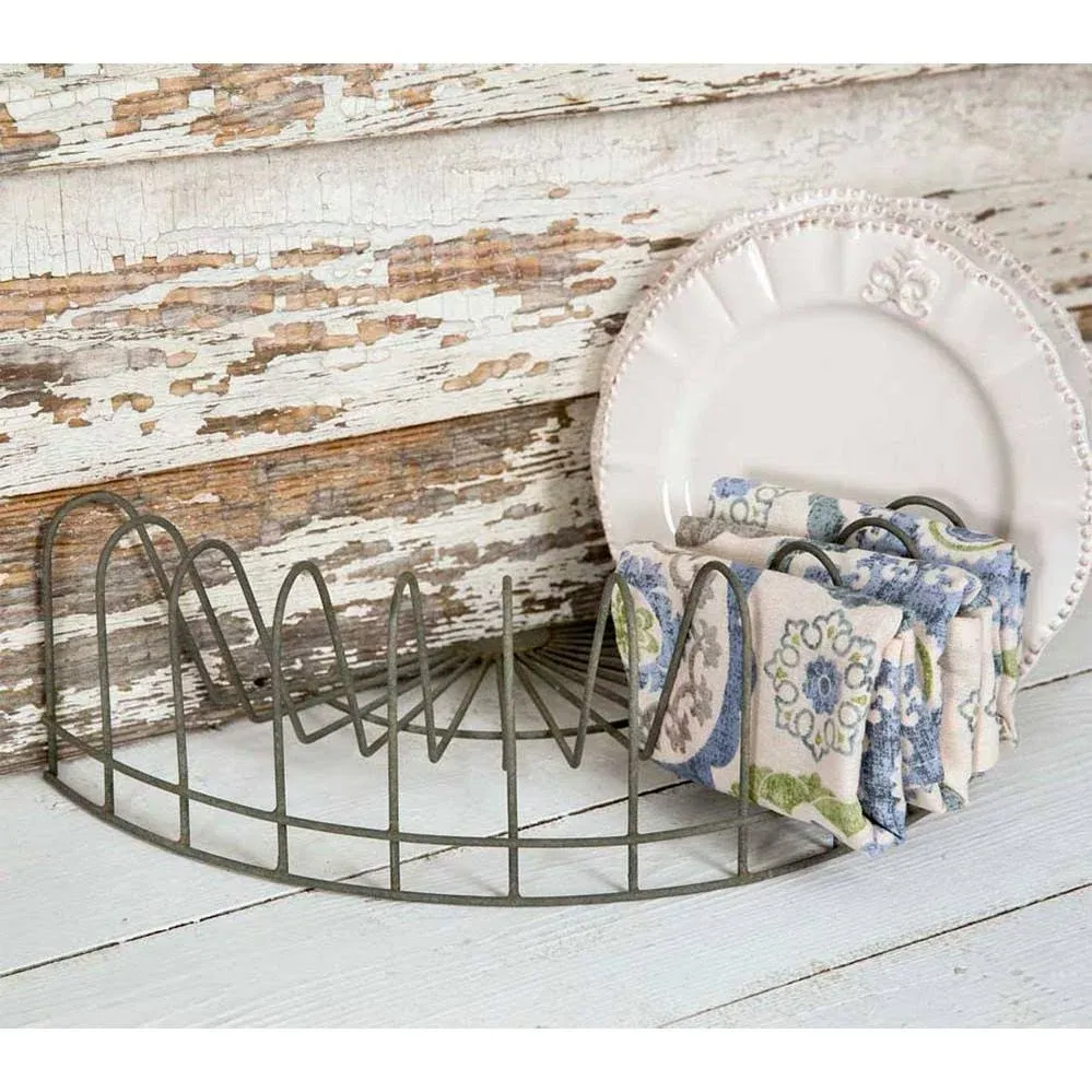 CTW Home Collection Vintage Style Rustic Wire Dish Rack Kitchen Supplies, 16" x 8" x 4.5", Gray