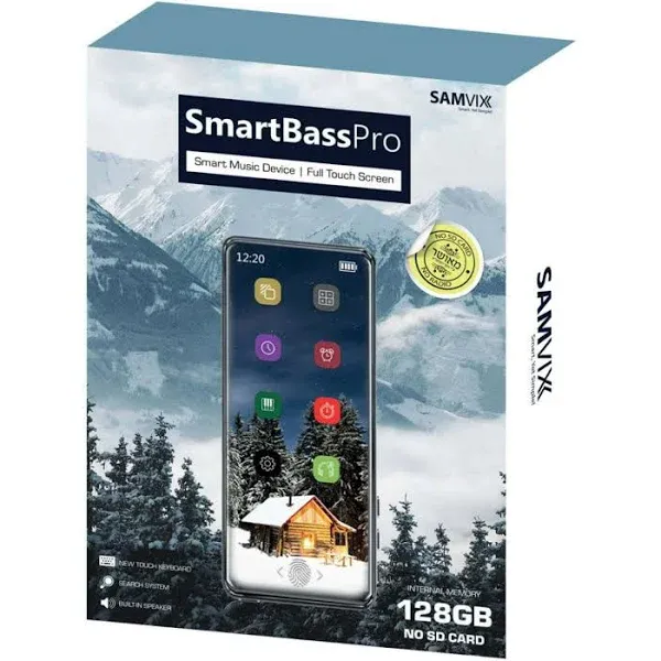 Samvix Smartbass Pro 128GB Touchscreen Bluetooth Kosher MP3 Player Black