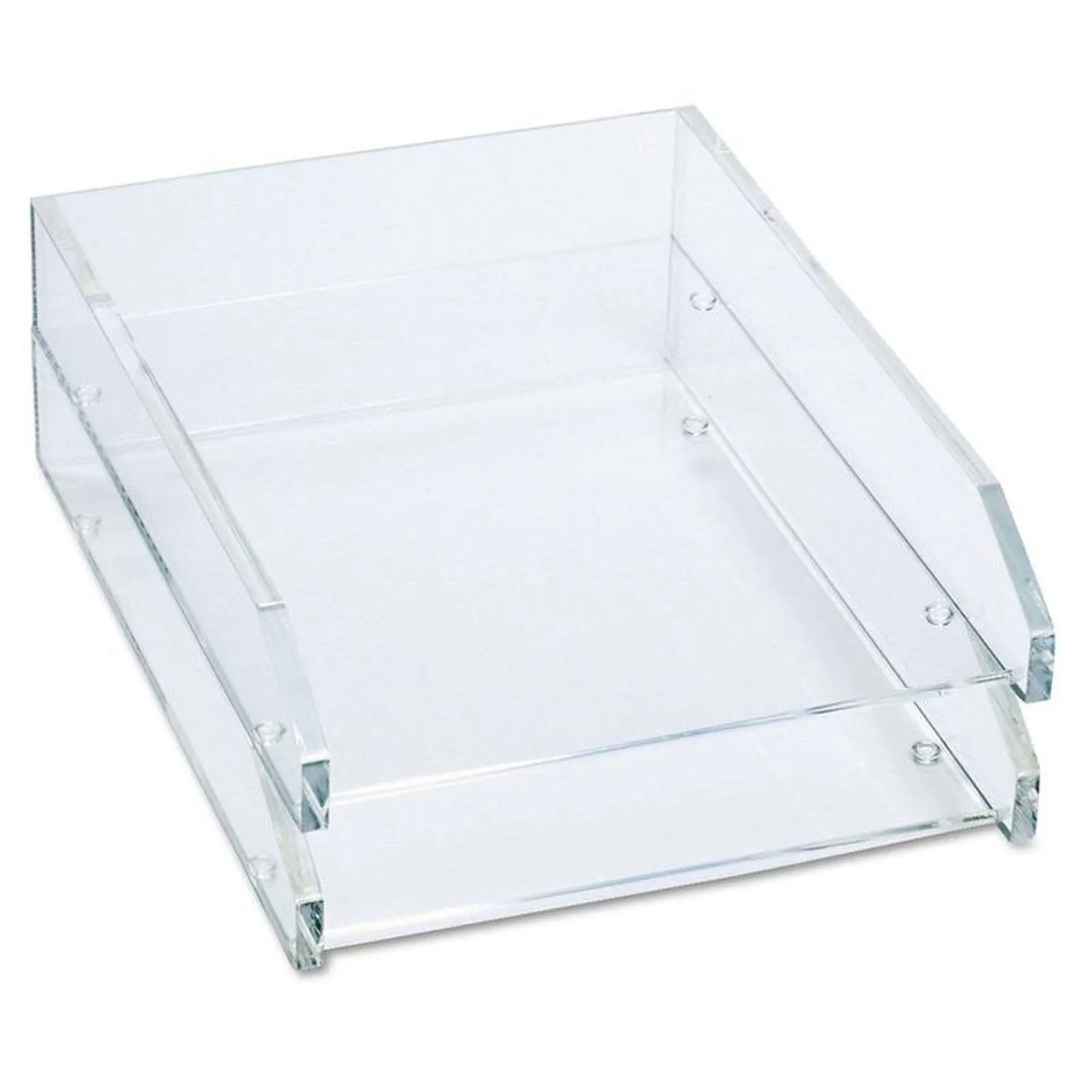 Kantek 2-Tier Letter Trays, 2-1/2"H x 10-1/2"W x 13-3/4"D, Clear, Pack Of 2 Trays