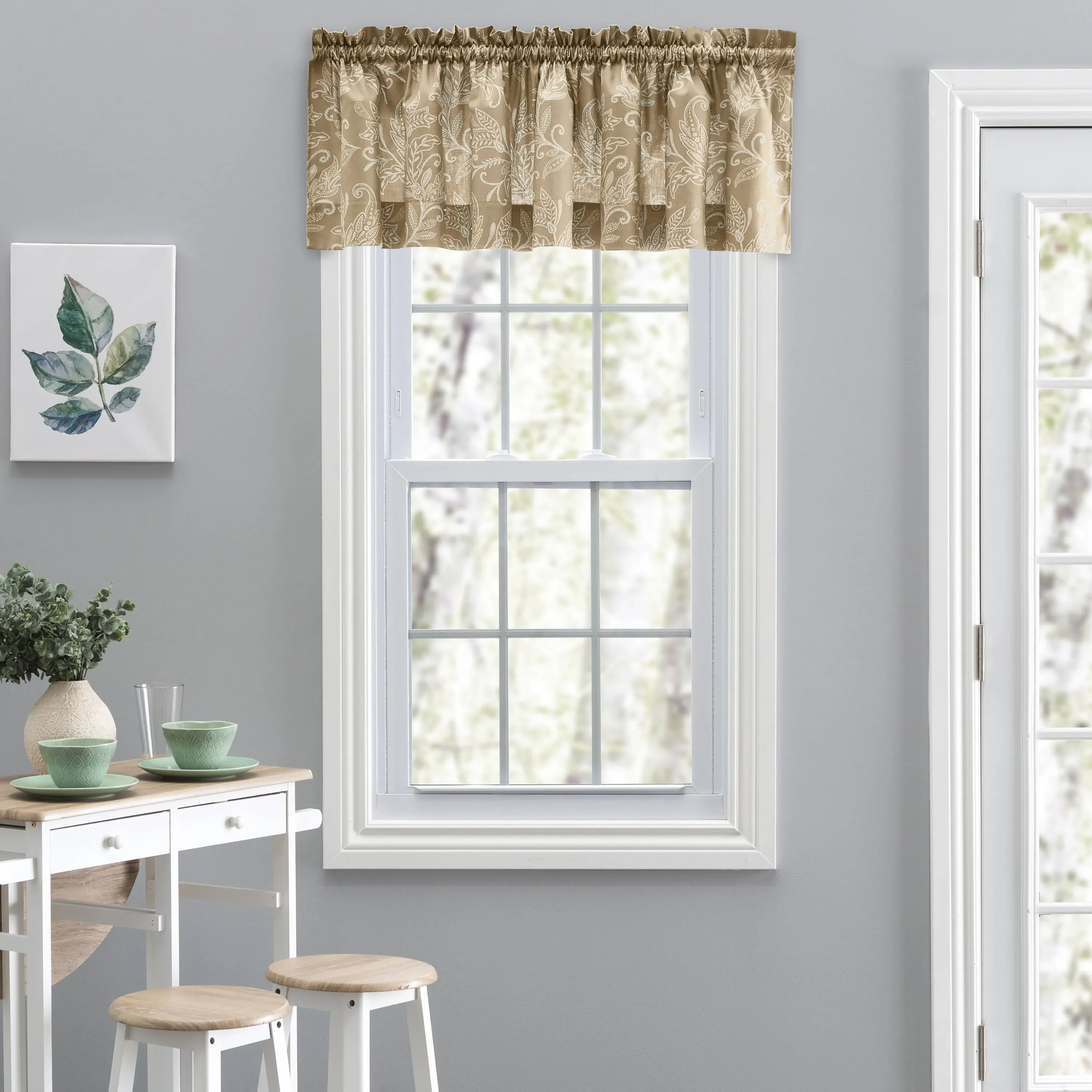 Ellis Curtain Lexington Leaf Tailored Valance, Tan