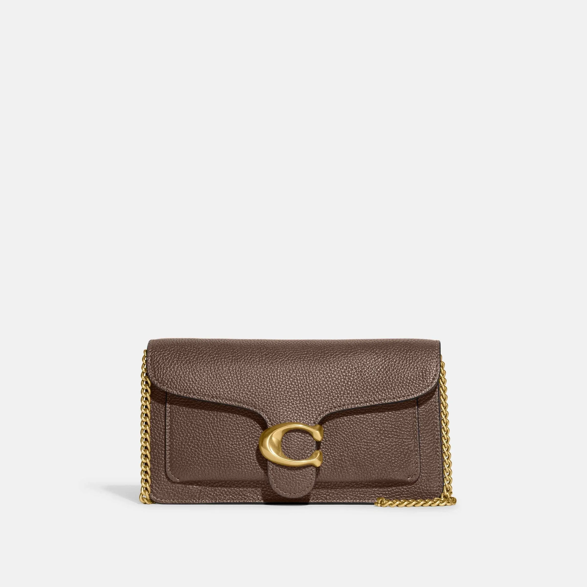 Coach Tabby Chain Leather Clutch Bag Black