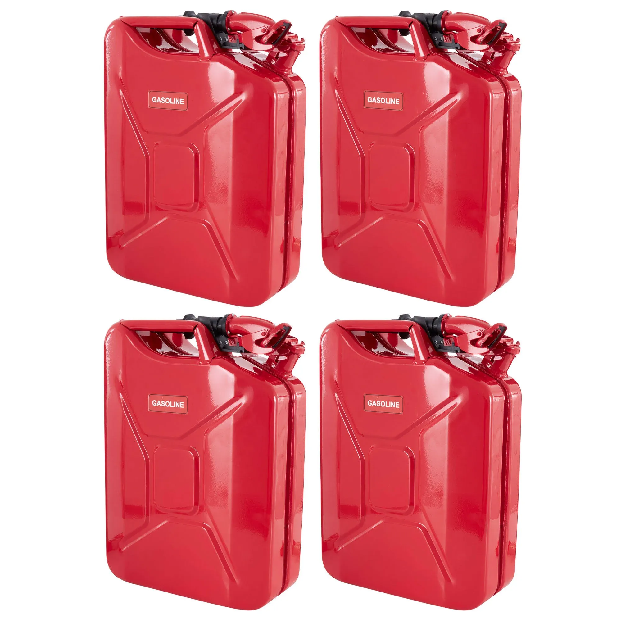 Wavian 5.3 Gallon 20 Liter Authentic CARB Fuel Jerry Can w/Spout, Wavian USA Authentic NATO Jerry Can and Spout System - Rust-Proof, Red, 5 Gallon Gas Cans for Gasoline, Pack of 2