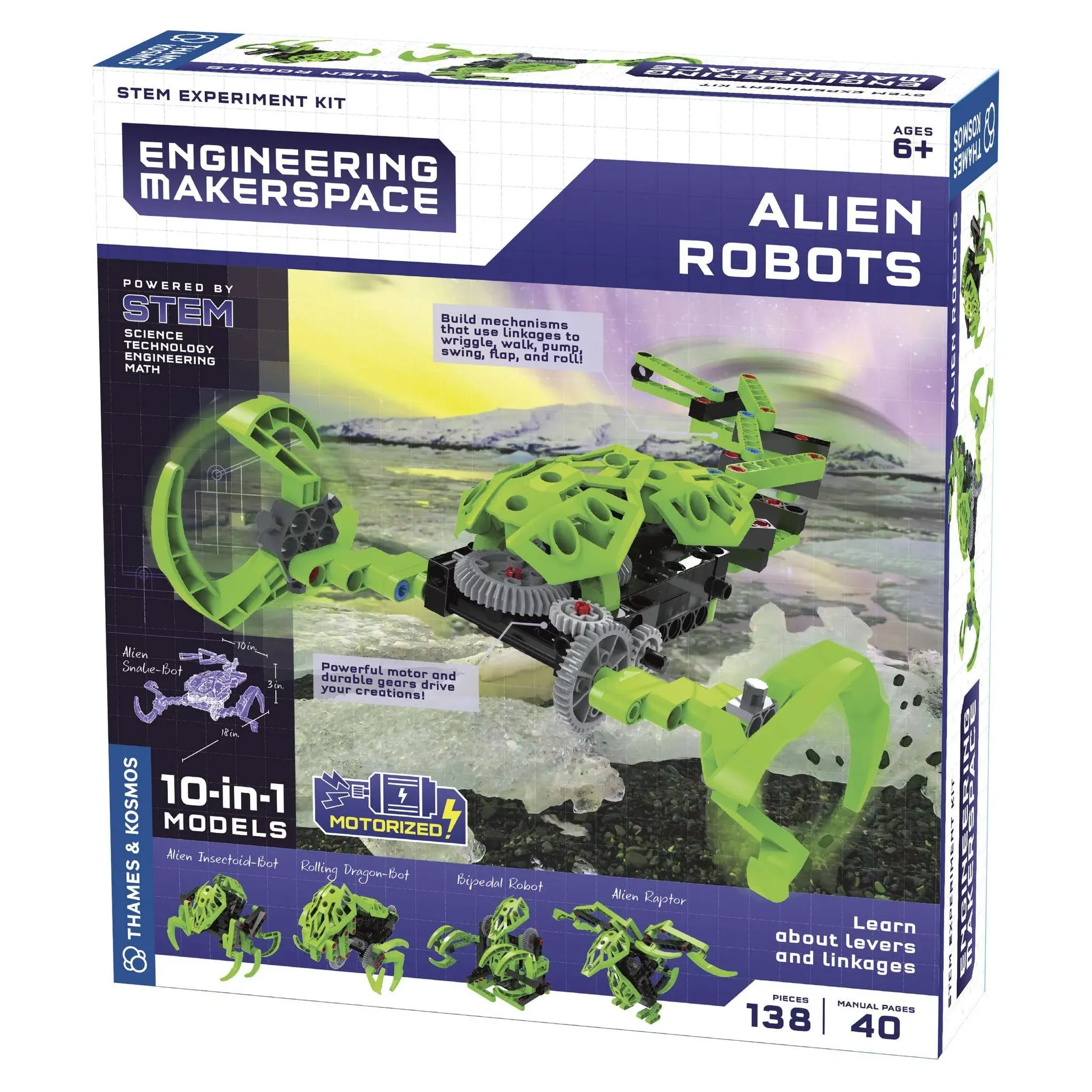 Thames & Kosmos Engineering Makerspace Alien Robots Science Experiment Kit , Green