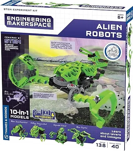 Thames & Kosmos Engineering Makerspace Alien Robots Science Experiment Kit , Green