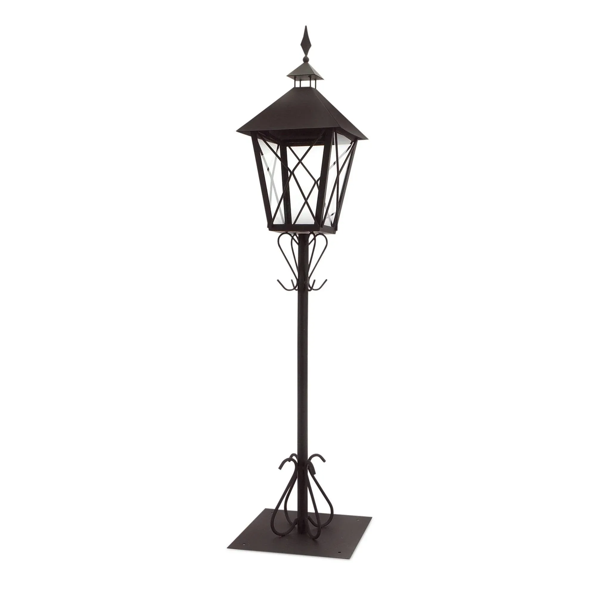 Lantern with Post 67"H Iron/Glass