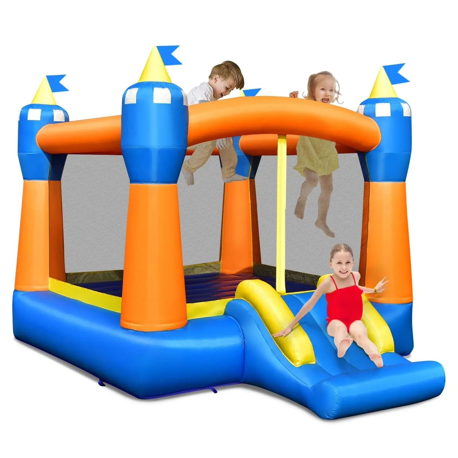 Kids Inflatable Bounce House Magic Castle with Large Jumping Area without Blower ...