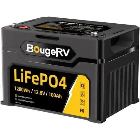 BougeRV 12V 100Ah LiFePO4 Battery, Low Temperature Protection, 1280Wh Deep Cycle ...