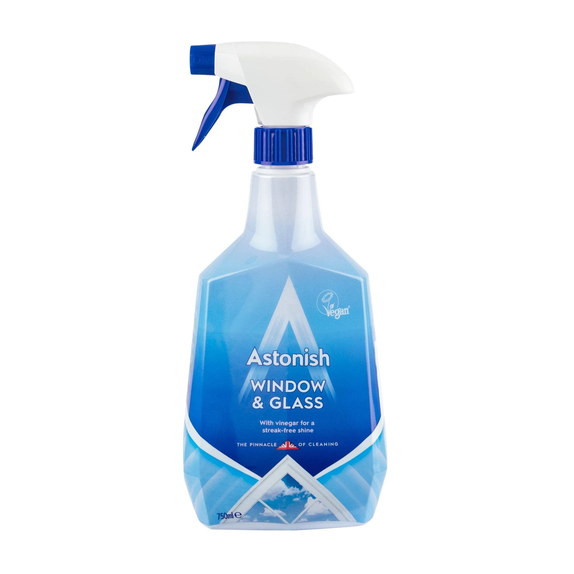 Astonish Streak Free Window & Glass Cleaner Spray Bottle With Vinegar For Deep Cleaning - Eucalyptus & Lemon Scented Home And Bathroom Cleaner - Vegan Cruelty Free Household Cleaning Supplies, 750ml