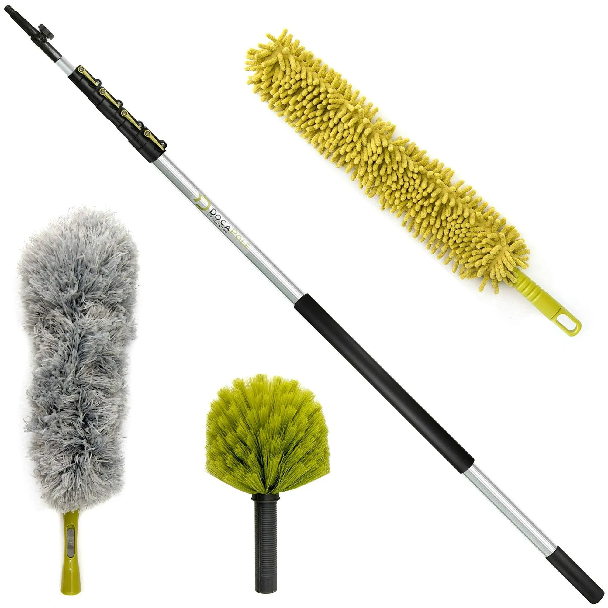 DOCAZOO DocaPole Microfiber Duster with Telescopic Extension Pole, 7-30 Ft (3...