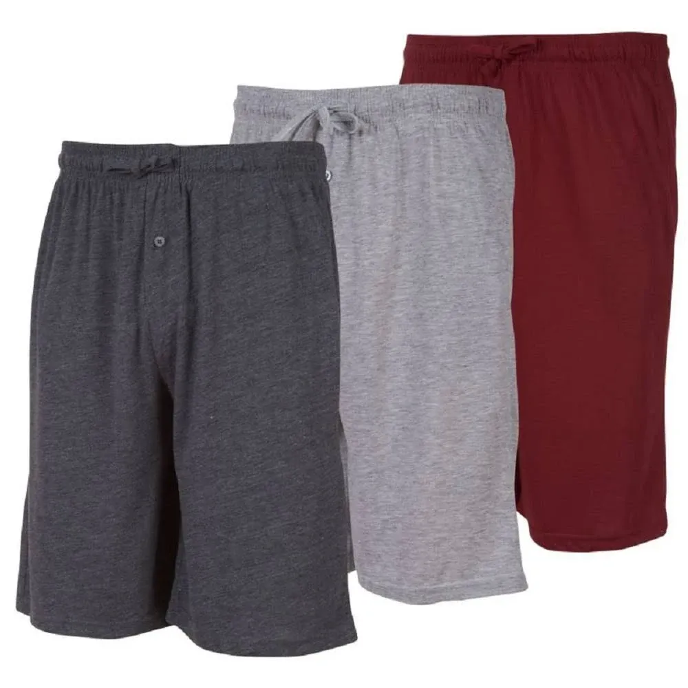 Daresay Mens Sleep Shorts, Mens Knit Short with Pockets and Adjustable Waist, up to size 3X, (Pack of 3)