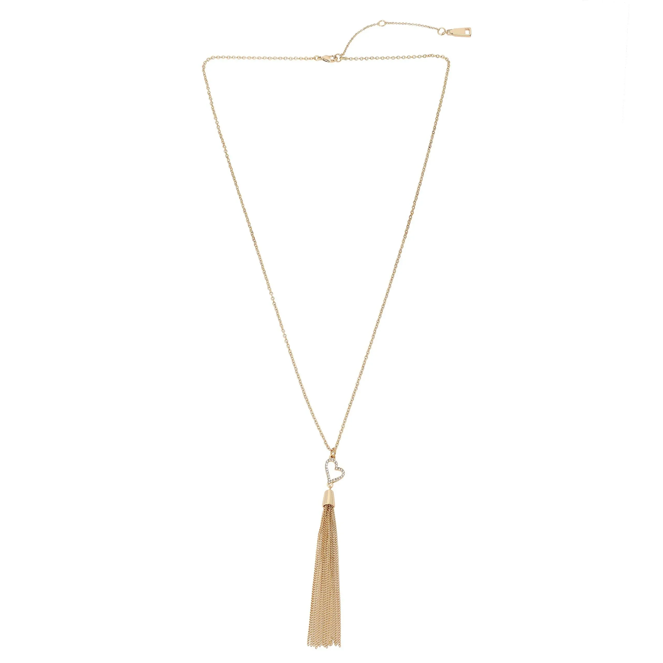 Steve Madden Heart Tassel Pendant Long Necklace