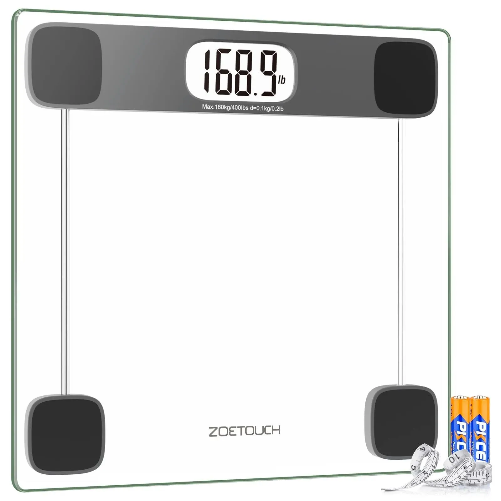 Digital Scale Weighing LCD Display Batteries and Tape Measure Included, 400Lbs