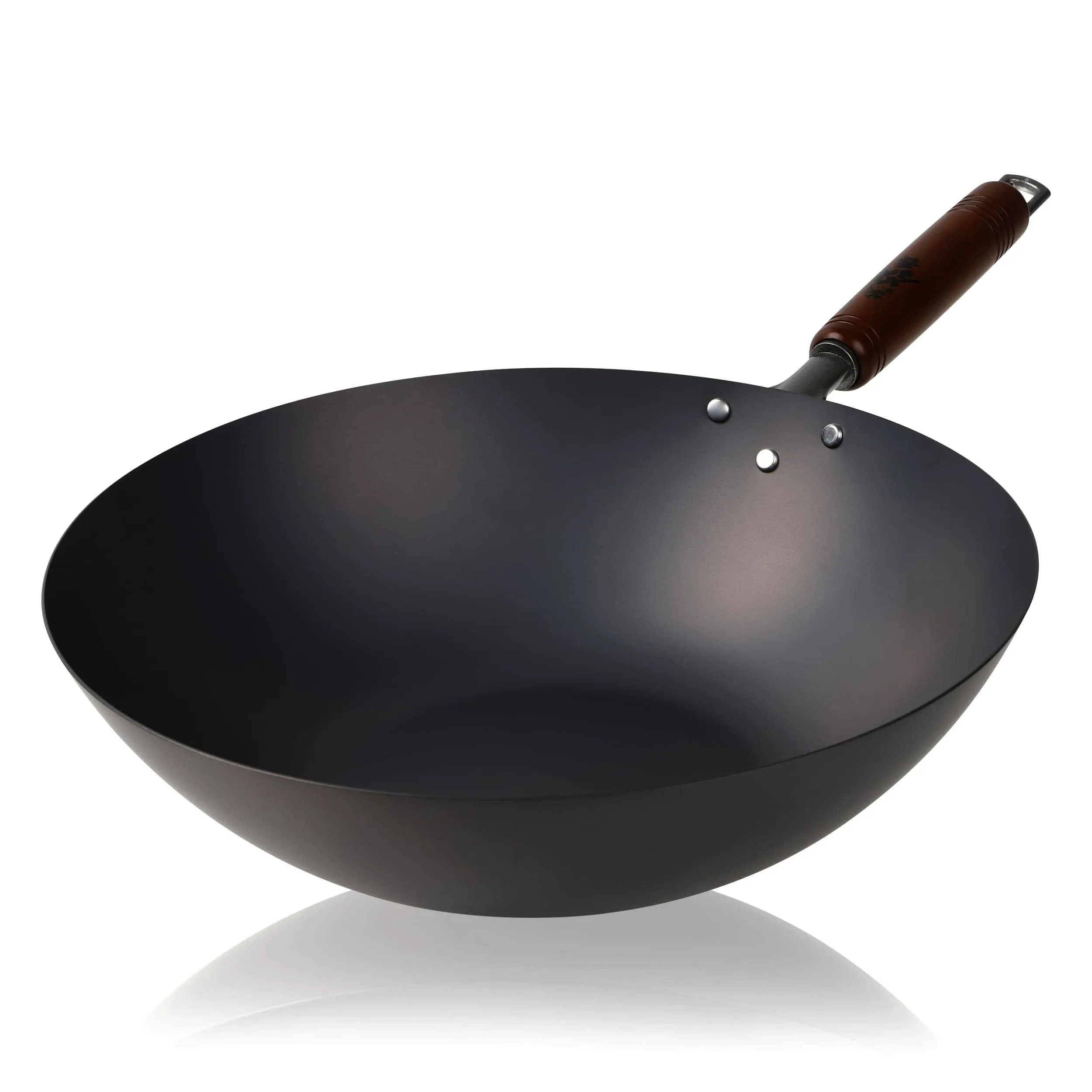 燕鉄器 Nitrided Flat-Bottom Wok with Handle, Woks, Stir Fry Pans 12.99 inch 33cm