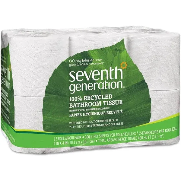 100% Recycled Bathroom Tissue, Septic Safe, 2-Ply, White, 240 Sheets/Roll, 12/Pk