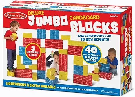 Melissa & Doug Jumbo Extra-Thick Cardboard Building Blocks - 40 Blocks in 3 Sizes 