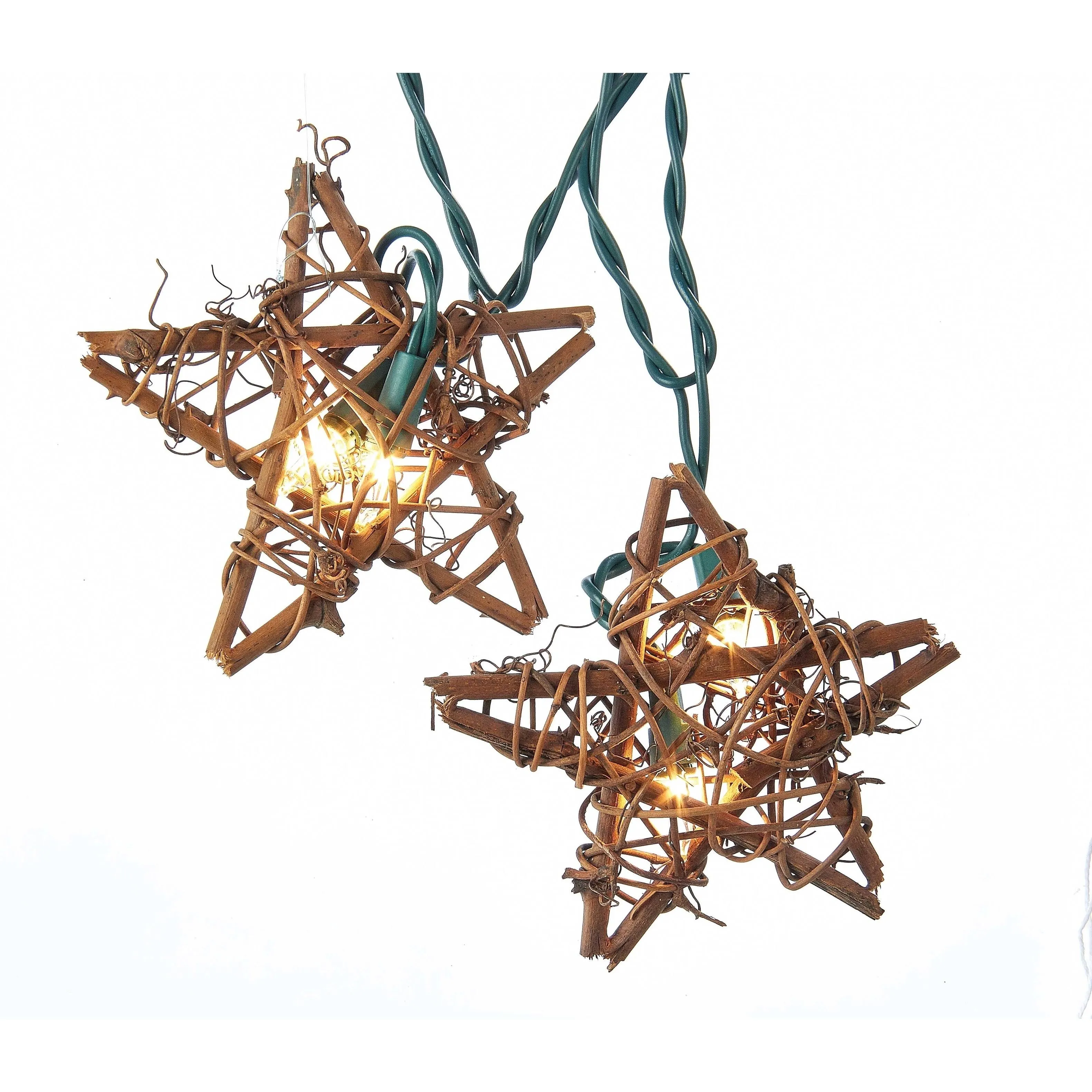 "11.5' Ul 10-Light Rattan Natural Star Light Set"