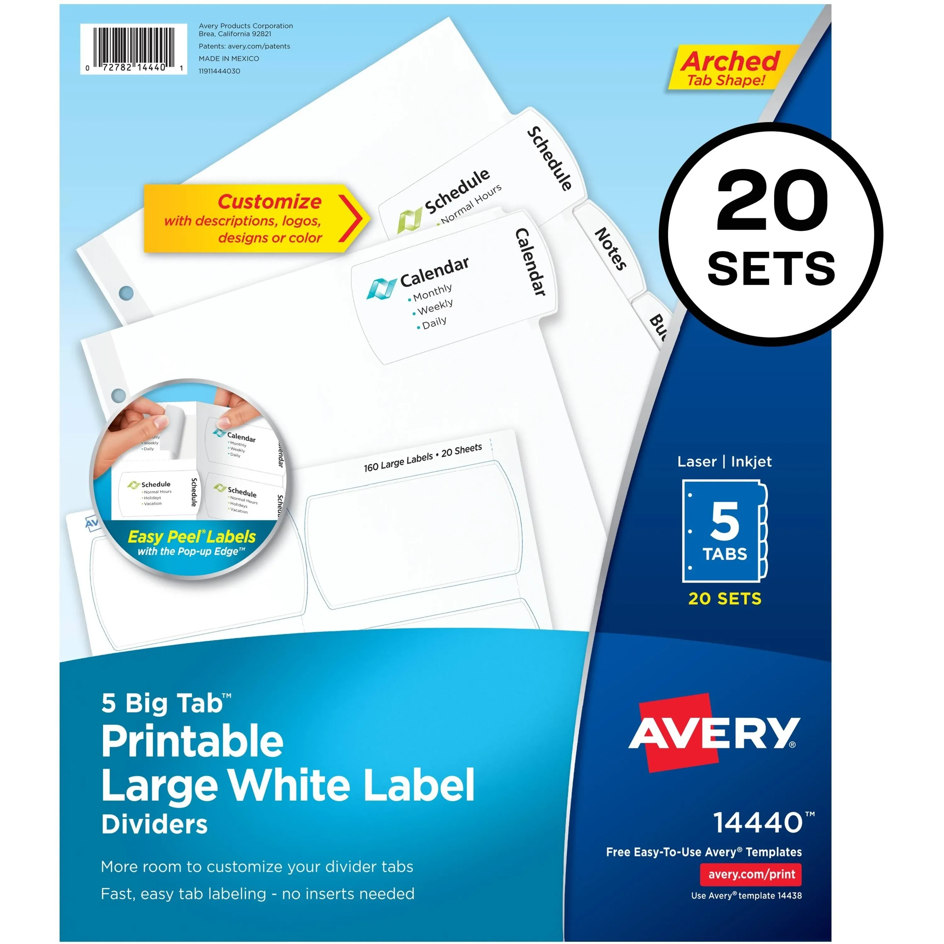 Avery Big Tab Printable Large White Label Tab Dividers