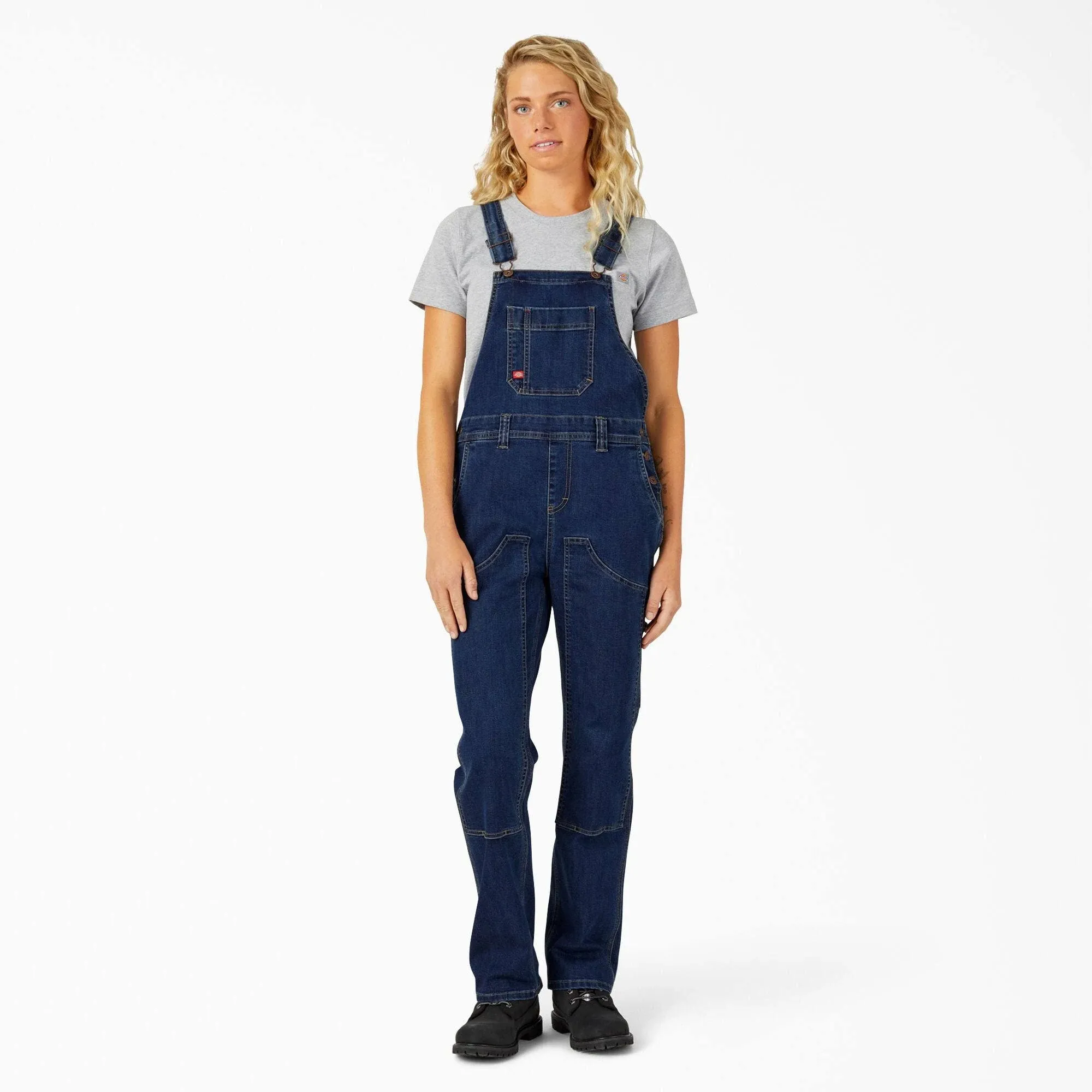 Dickies Women's Dark Wash Double Front Denim Bib Overalls